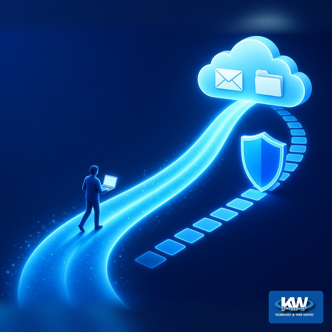 Illustration: a shield closes off a code sign-in path while the normal sign-in path to mail and files stays open